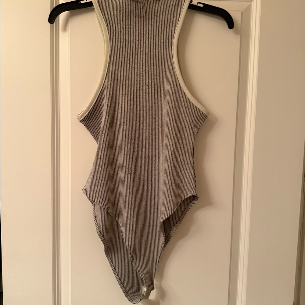 Zara Gray Ribbed Sleeveless Bodysuit